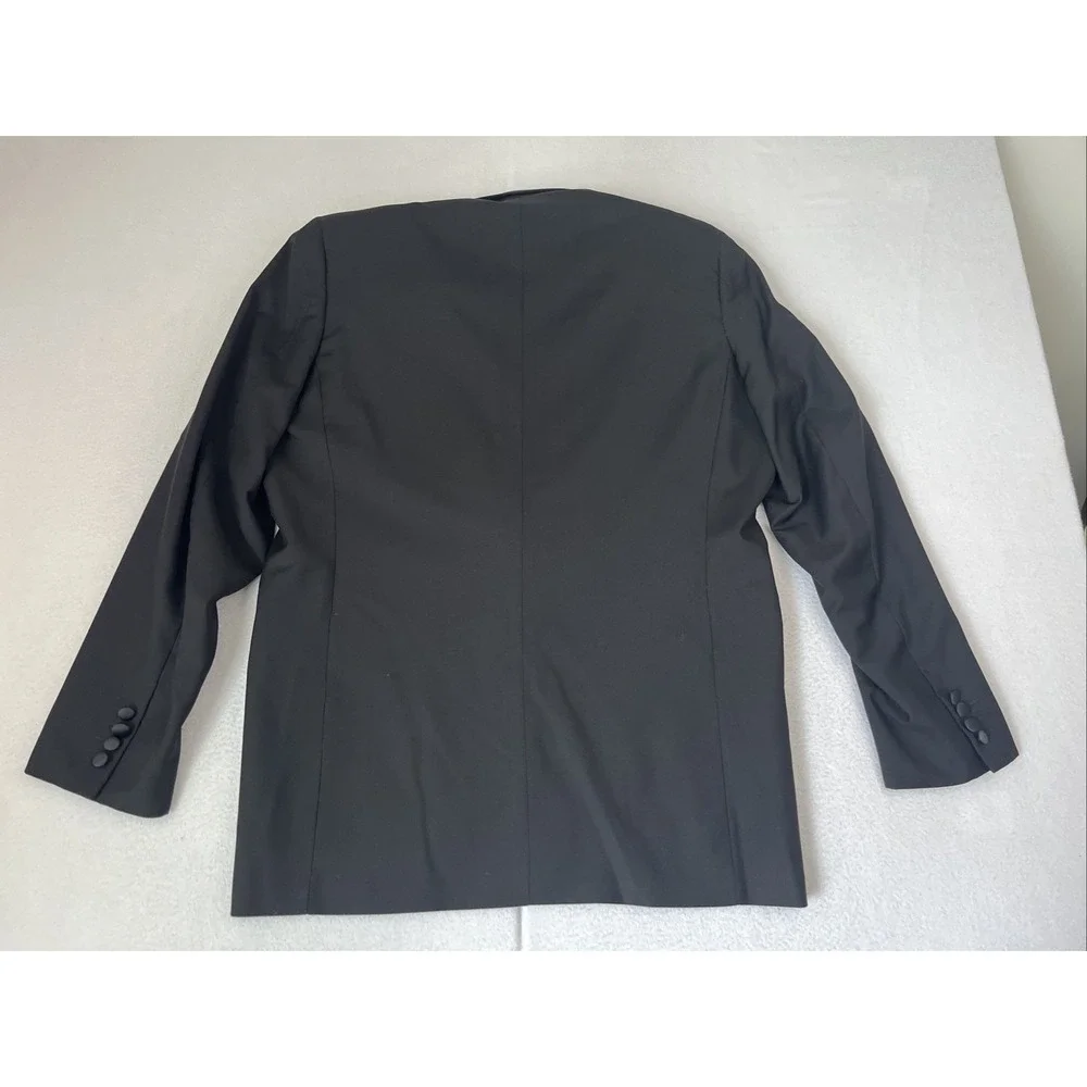 Ermenegildo Zegna Peak Lapel Tuxedo Wool Sport Coat Mens 44R Black Blazer Italy